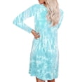 thumbnail image 3 of Gvmfive Women's Tie Dye Print Long Sleeve Juniors Round Neck Casual Loose Mini Dress, 3 of 4
