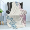 thumbnail image 4 of Floral Soft Flannel Fleece Throw Blanket, Flower Field Beauty Blooms in Spring Petals Graphic, Cozy Plush for Indoor and Outdoor Use, 50" x 70", Teal Lilac Dried Rose, by Ambesonne, 4 of 5