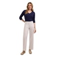 thumbnail image 4 of Martha Stewart Women's Wide Leg Pintuck Pant, High-Rise Soft Stretch Denim & Twill Trouser with Front Seam Detail, 4 of 7