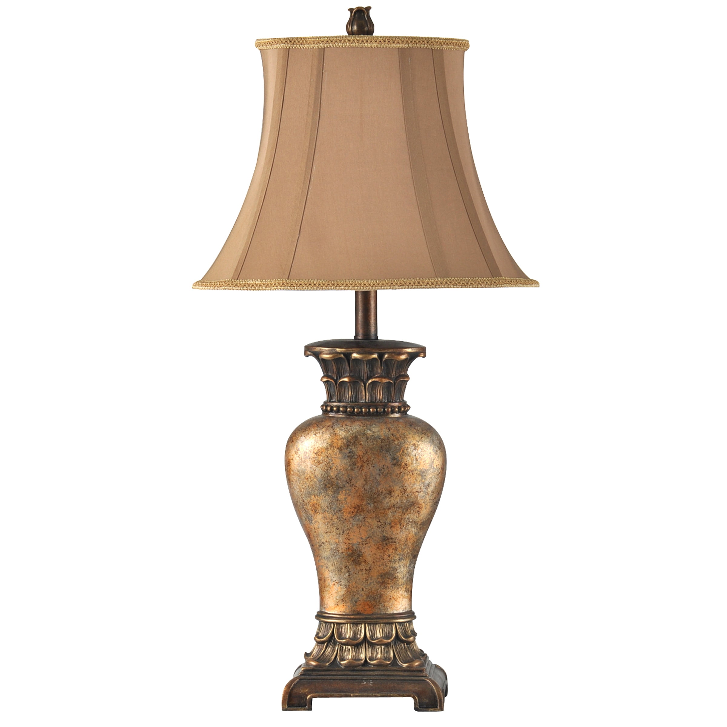 Table Lamp Taupe Fabric Shade Brown, Bronze, Gold, Amber Finish