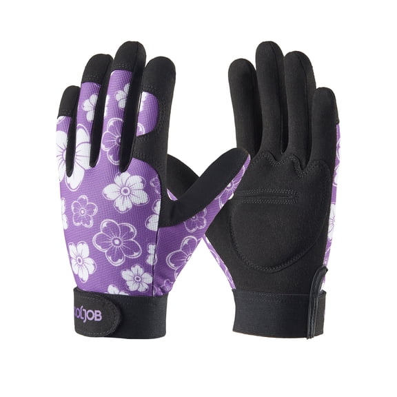 COOLJOB Thorn Proof Garden Gloves with Velcro for Women Ladies, Non-slip Working Gloves with Palm Cushion, Small