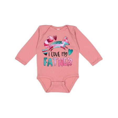 

Inktastic I Love My Father Pink and Blue Fox with Hearts Gift Baby Boy or Baby Girl Long Sleeve Bodysuit