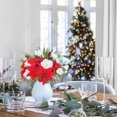 thumbnail image 6 of Tutuviw 24 Pcs Fake Poinsettia Flowers Artificial Flowers Bouquet Mixed Red Holly Berries Roses 17in Faux Poinsettia Bush with Stem Christmas Floral Arrangement Holiday Decor Bouquet (No Vase), 6 of 7