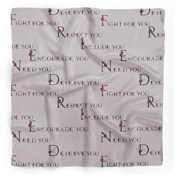 Bimba Gray Quotes Text Pure Silk Printed Scarf Dupatta Head Neck Wrap Bandanas For Women 40 x 40 Inches