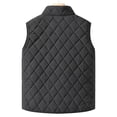 thumbnail image 4 of Men's Stand Collar Corduroy Vest Fleece Lined Zip up Regular Fit Thermal Sleeveless Waistcoat with Pockets for Fall Winter Loungewear Causal Outdoor Work Daily Activities Black XXL, 4 of 8