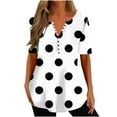 thumbnail image 3 of QATAINLAV Womens Summer Shirts 2025 Fashion Polka Dot Print Tees Shirt Oversized Loose Fit Short Sleeve Henley Shirts Casual Vacation Beach Tops White M Limited Time Sale, 3 of 6