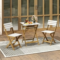 Gymax 3-Piece Folding Patio Bistro Set w/ Slatted Design Small Outdoor Furniture Set