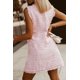 thumbnail image 1 of ABPHQTO Vestido de mujer de tweed con doble botonadura y borde deshilachado rosa, 1 of 5