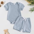 thumbnail image 2 of TOWED22 Toddler Boys Summer Clothes Garbage Truck Print Short Sleeve Tee Elastic Shorts Set Blue,3-6 M, 2 of 8
