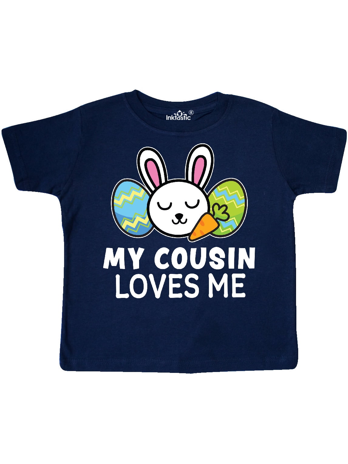 inktastic My Cousin Loves Me with Bunny and Easter Eggs Toddler T-Shirt