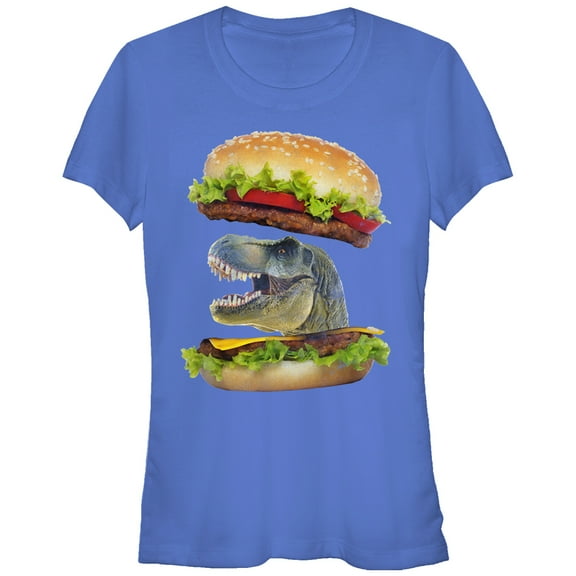 Junior's Lost Gods Dinosaur Cheeseburger  Graphic Tee Royal Large