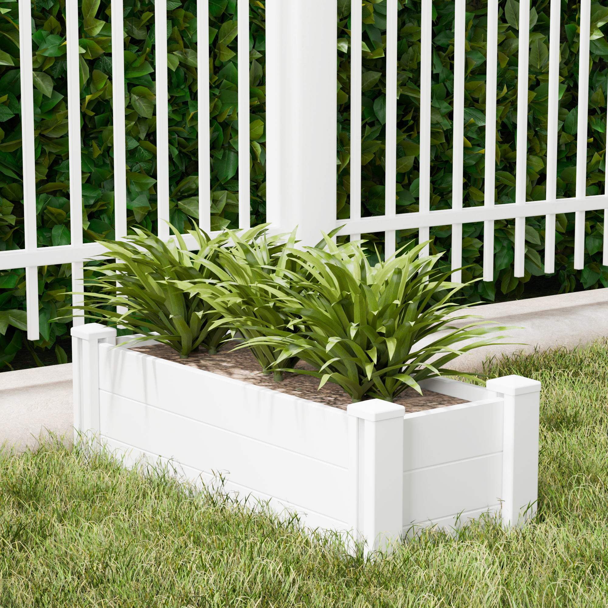 MAYEERTY 36x12in PVC White Rectangular Fence for Patio