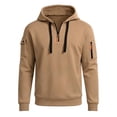 thumbnail image 4 of Wuxian Men's Hoodie With Zip Pocket Fall Winter Casual Quarter Zip Pullover Tops Long Sleeve Hooded Sweatshirts, 4 of 4
