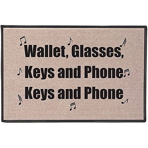 Wallet, Glasses, Keys And Phone Doormat - Funny Welcome Mat Door Mat, 27" X 18"