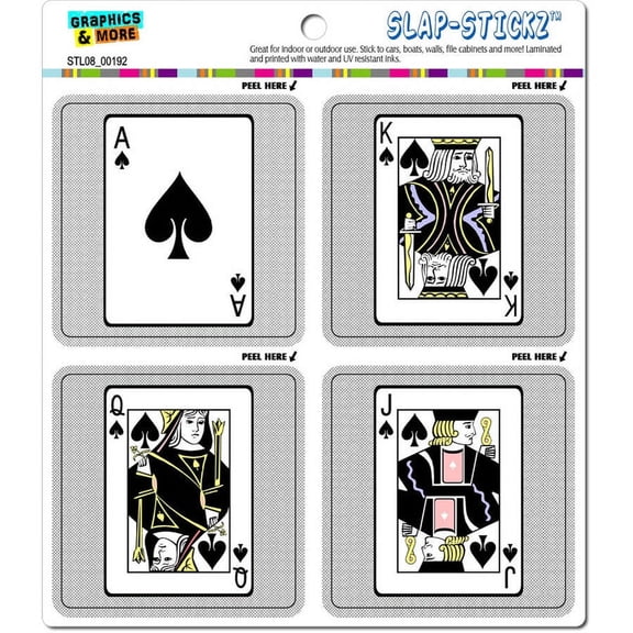 Playing Cards Spades Ace Jack Queen King SLAP-STICKZ(TM) Premium Sticker