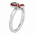 thumbnail image 3 of Sterling Silver Stackable Expressions Red Enameled Awareness Ribbon Ring - Size 6, 3 of 3