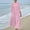 Pink, variant on Womens Casual Sundress Long Sleeve Vacation Maxi Linen Dress Summer Round Neck Solid Color Swing Boho Dresses Pink M