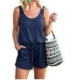 thumbnail image 2 of Aayomet Bodysuit For Women Jumpsuit Neck Solid Women Fashion Color Jumpsuit Casual Pocket Sleeveless Round Belted Women's,Dark Blue S, 2 of 5