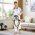 thumbnail image 4 of Penguins Cute Adult Onesie Pajamas Slim Fit Christmas One Piece Suit Pjs for Women and Men Hooded Zipper, 4 of 7