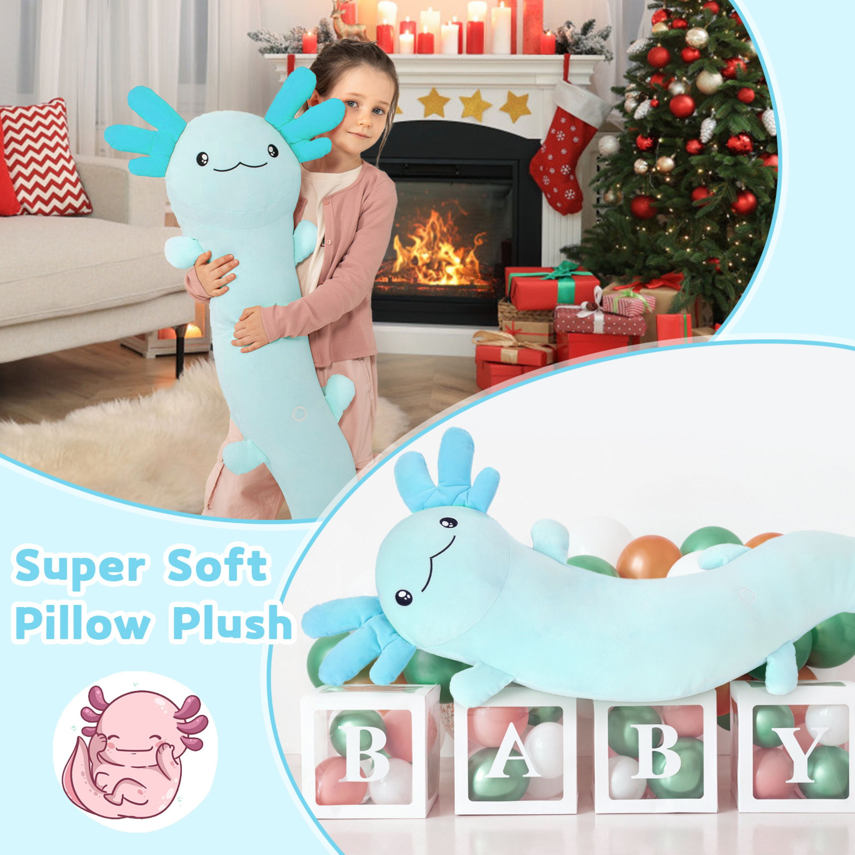 Tezituor 48" Axolotl Stuffed Animal Giant Stuffed Axolotl Glow in The Dark Plush Toy
