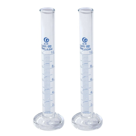 Uxcell 10ml 3.3 Borosilicate Glass Graduated Cylinder, 2Pcs Round Base Blue Graduations Measuring Cylinder