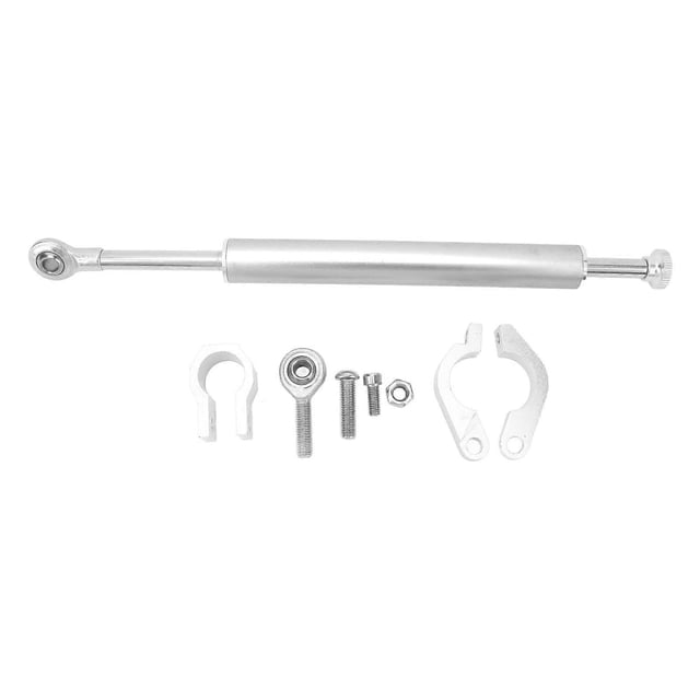 Motorcycle Steering Damper 330mm Universal Aluminum Steering Damper Stabilizer for Most Motorcycles Silver