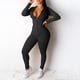 thumbnail image 2 of Gibobby Conjunto de sudadera para mujer Conjunto de pantalones informales y top de manga larga con capucha y cremallera para mujer(Negro,G), 2 of 4
