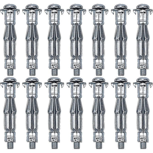 20 piezas M6 * 50 mm Anclajes de metal de cuerpo hueco Ancla de metal de expansión Tornillo de anclaje de expansión Ancla de metal para placa de yeso Pared hueca Baobao