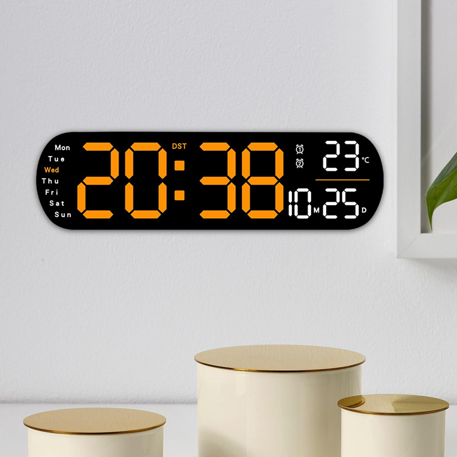 kowaku Digital Alarm Clock Calendar Clock Desk Clock Tabletop Wall Mount Colorful Night Light  degreeF/ degreeC Switchable for Dorm Shelf Office Orange