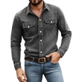 thumbnail image 2 of Blmnix Shirts for Men Guide Western Shirt Big And Tall Shirts Oversized Tees Collared Black Button Up Long Sleeve Men's Athletic Shirts & Tees,XXXL, 2 of 8