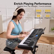Mustar Portable 61 Key Electronic Lighted Up Piano Keyboards USB MIDI (Black)