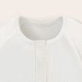 thumbnail image 5 of Ulanda Baby Boy Button Down Shirt Newborn Solid Color Long Sleeve Romper Bodysuit (White, 6-12 Months), 5 of 6