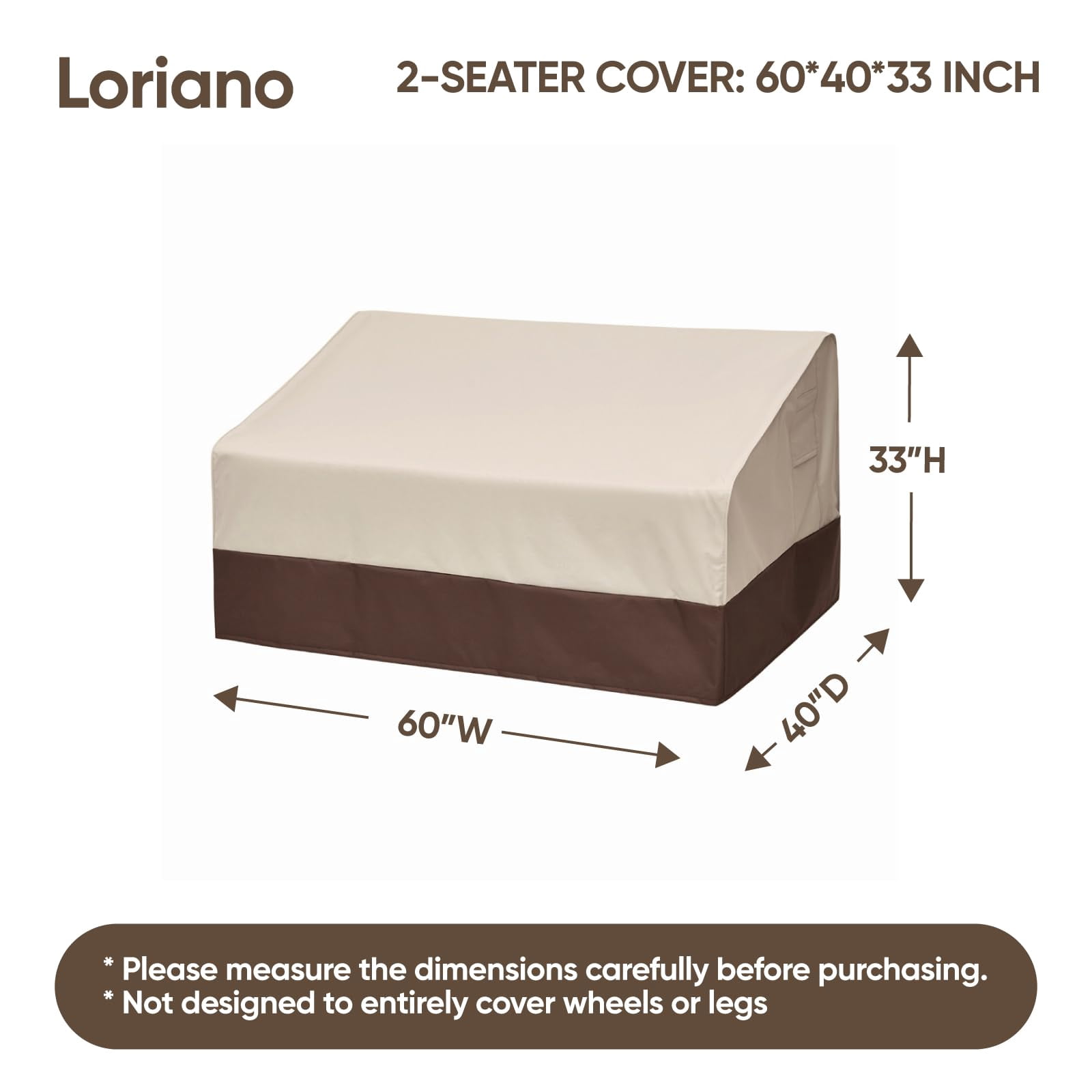 3-Seater Patio Furniture Covers Waterproof Heavy Duty 600D Oxford Fabric Outdoor Sofa Cover Sun Fade Resistant 79W x 37D x 35H Inch