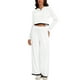 thumbnail image 2 of Conjuntos de dos piezas ATHLECHIC para mujeres, sudadera recortada de punto acanalado con medio botón y pantalones de pierna ancha, conjuntos de lounge casuales XL en blanco y negro, 2 of 4