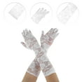thumbnail image 2 of Unique Bargains 1 Pair Sunblock Mittens Rose Long Sun Block Driving Gloves for Women White, 2 of 5