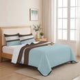 thumbnail image 5 of King Quilt Set 96''x106'', Blue Brown Morocco Lightweight Bedspread Coverlet Set with 2 Pillow Shams, Geometric Stripes Aqua Stitching Breathable All Season Quilt Bedding for Bedroom/Guest Room, 5 of 9