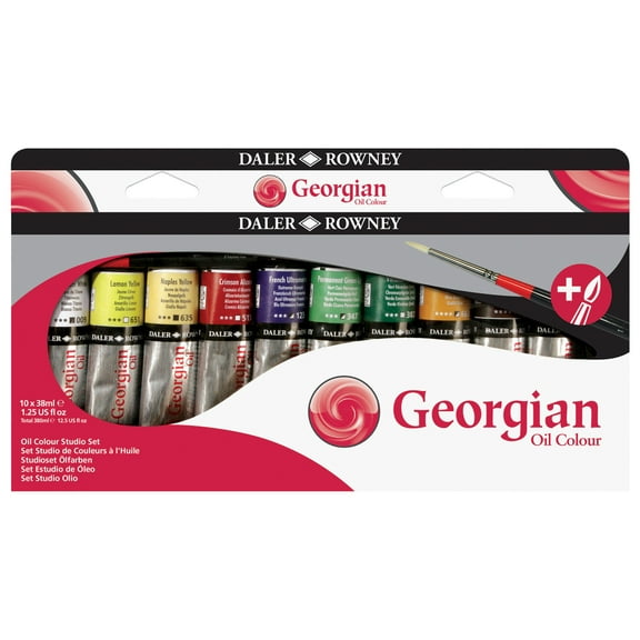 Daler-Rowney Georgian Oil Paint Studio Set   Free Brush, Assorted Colors, 38ml, 10 Pieces