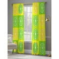 thumbnail image 4 of Summer Lemon Sheer Curtains 96 Inch Long 2 Panels, Green Yellow Lemon Cartoon Fruit Geometric Light Filtering Rod Pocket Semi Sheer Curtains, Sheer Voile Drapes for Living Room Bedroom, 52"x96", 4 of 5
