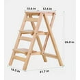 Step Stool, 3Step folding, portable, made of the solid wood, four