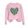 thumbnail image 3 of Guzom Pink Lucky Shamrock Heart Sweatshirt - Womens St. Patrick's Day Festive Crew Neck Long Sleeve Relaxed Fit Casual Top,Size L, 3 of 7