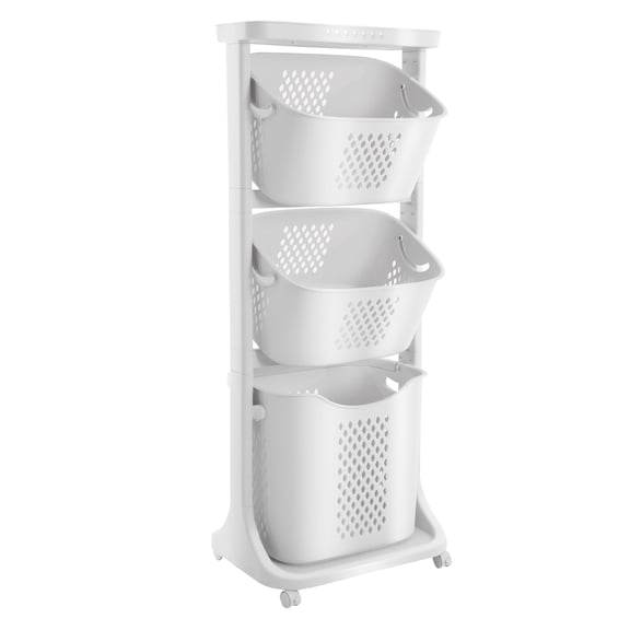 Autrinix Tiered Laundry Basket Organizer - Hanging Storage Baskets for Bathroom, Laundry Room, Closet