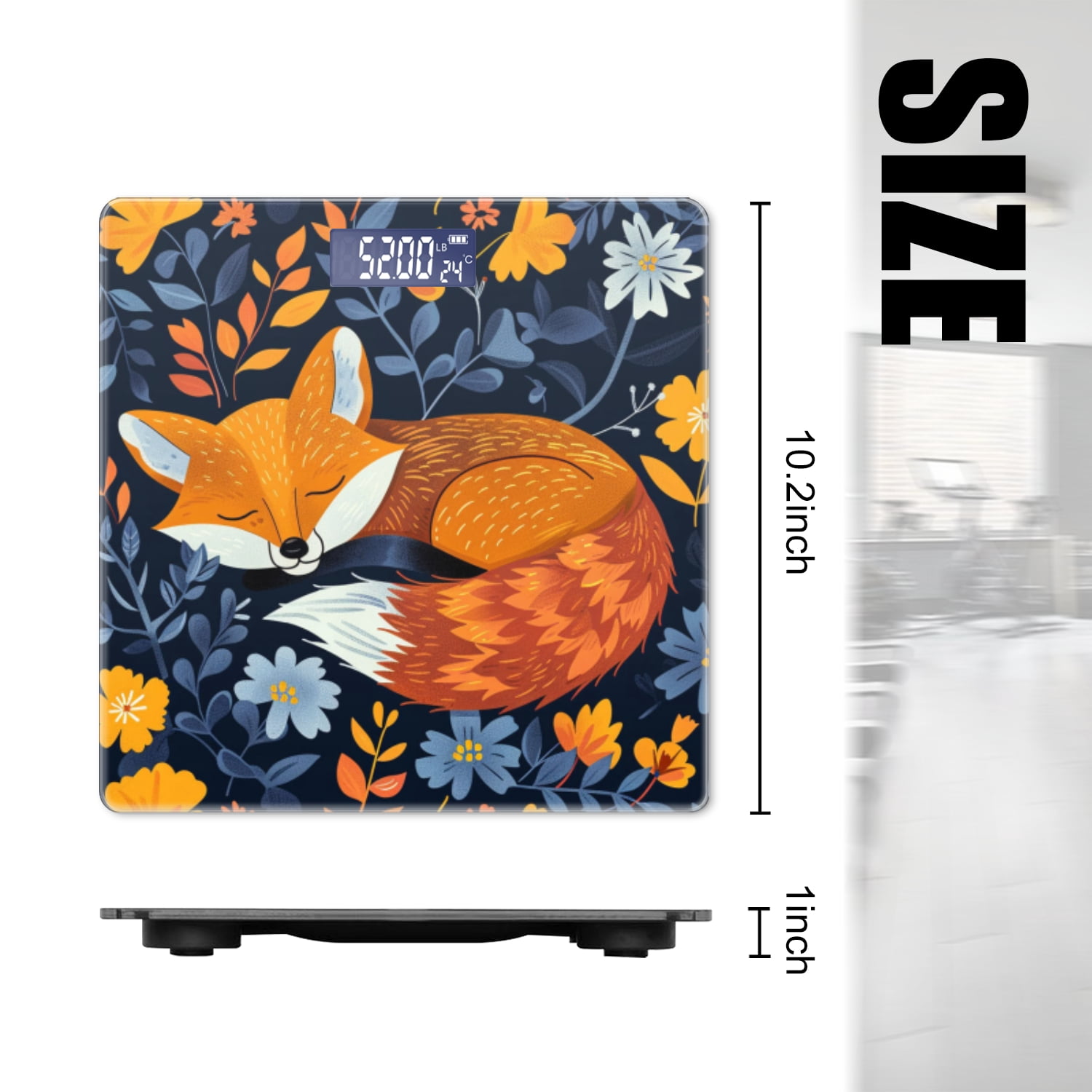 Bathroom Scale, Highly Accurate Digital Body Scale,Precisely Measures Weight up to 400 lbs-Cute Fox Sleeping Among The Flowers