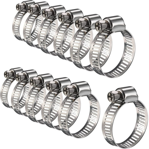10 Pieces Hose Clamp Adjustable Stainless Steel Hose Clamps Clips
