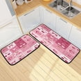 thumbnail image 7 of 2-Piece Kitchen Rugs Set Non-Slip Mats Carpet Floor for Kitchen, Bathroom (19.7"x27.6" & 19.7"x47.2") Cherry Pattern with Bows, 7 of 7