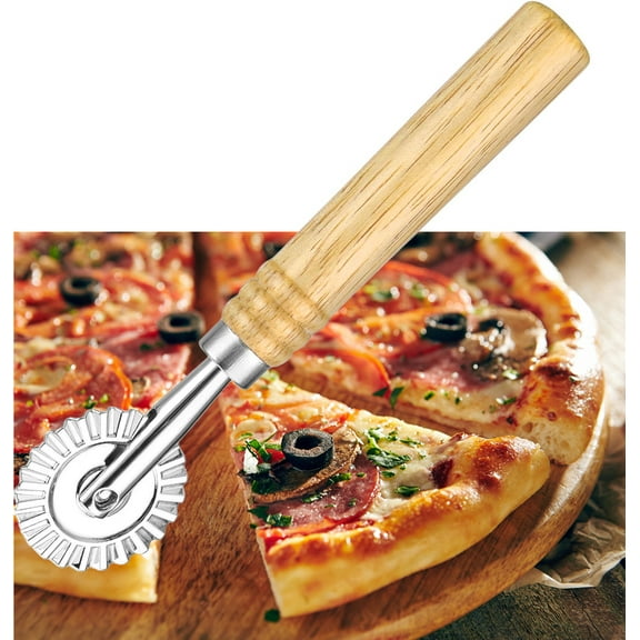 Pasta & Pastry Cutter Wheel for Home Cooks - Wooden Handle with Fluted Ravioli Crimper, Ideal for Cutting Pizza & Noodle Dough, Versatile Kitchen Tool