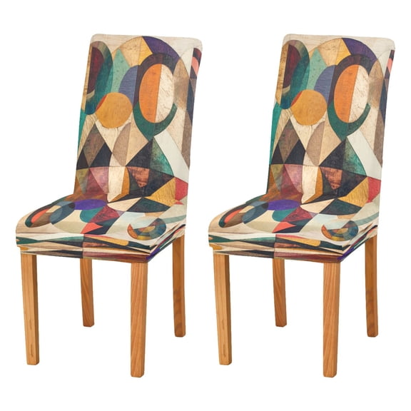 BZSMCE Chairs Slipcovers Dining Chair Covers Design Circles and Triangles Pattern Creative Pattern