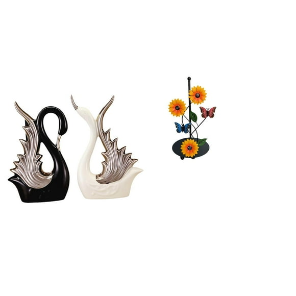Escultura De Cerámica De Cisne Y Girasol, Adorno De Escritorio, Estante Para Chimenea, Dispensador De Toallas De Papel, Soporte Vertical Antideslizante Para Pañuelos, Estante Para El Hogar