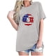 thumbnail image 1 of Tops Cortos para Mujeres Bandera de Moda Impresa Cuello Redondo, Camiseta de Manga 3/4 para Uso Diario, Casero Y Cómodo, 1 of 4