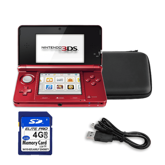 Restored Nintendo 3DS Handheld Video Game Console with Carrying Case and 4GB SD, Metallic Red (Refurbished)