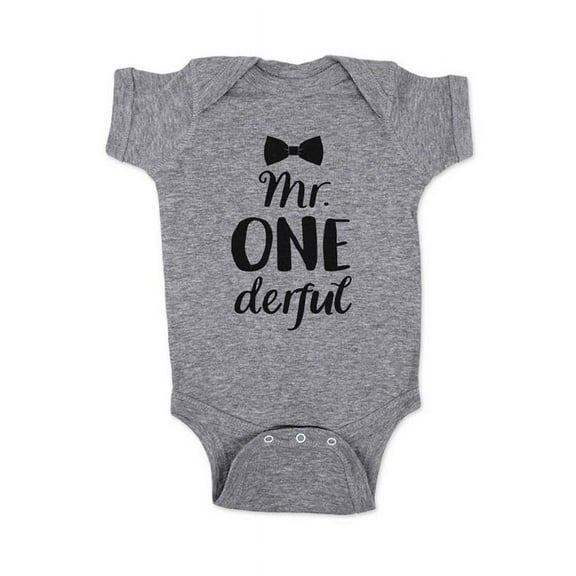 Mr. ONEderful Bow Tie - First Birthday Shirt or Bodysuit - Age 1 One year old - wallsparks cute & funny Brand
